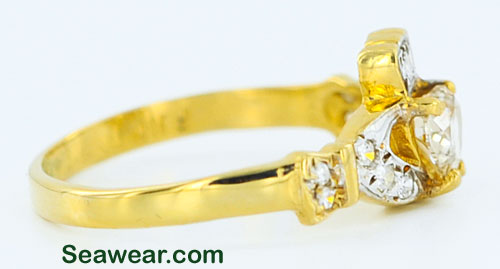 heart shaped diamnd Claddagh ring